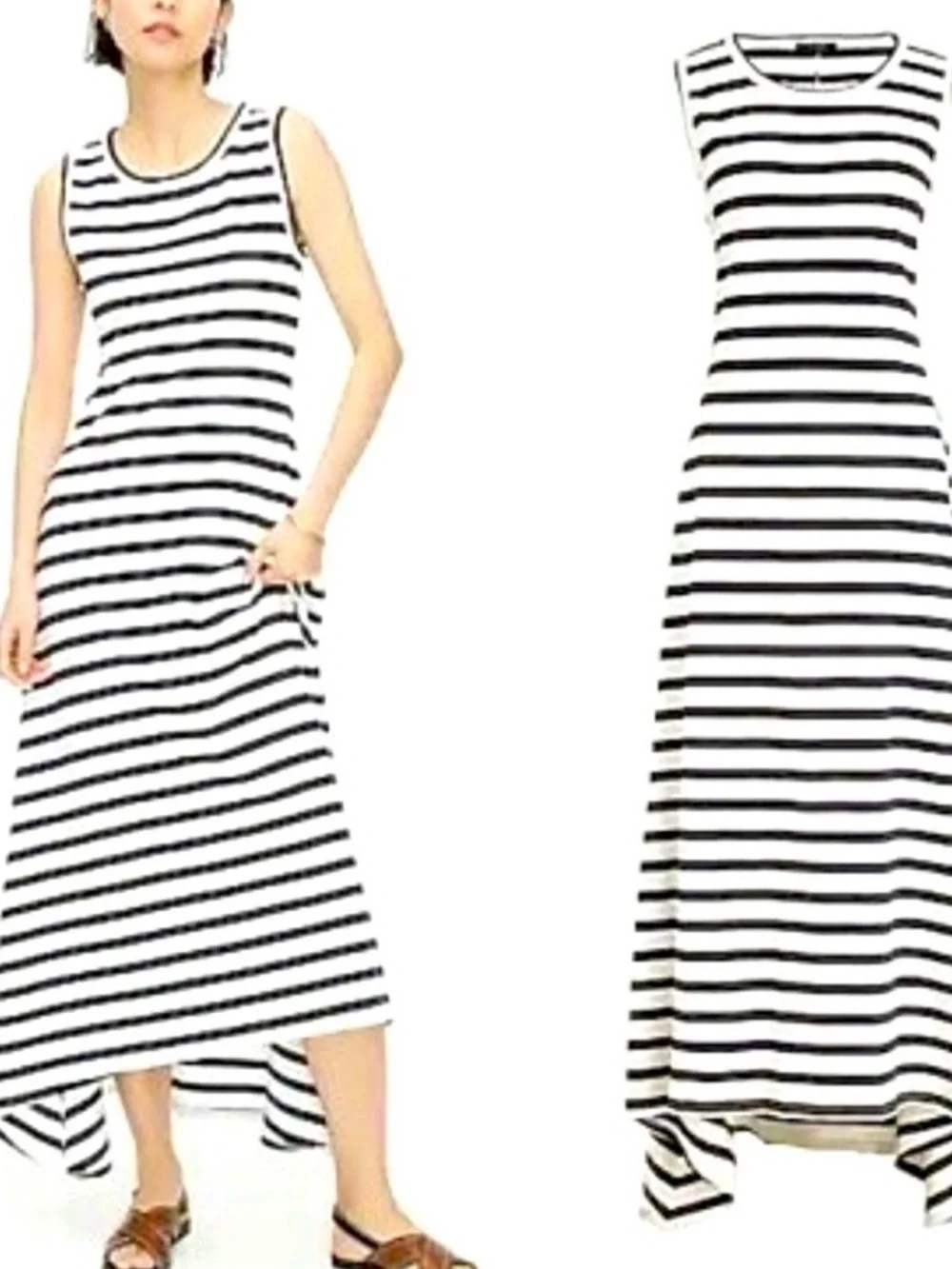 J. Crew navy & White Striped Sleeveless Maxi Dress